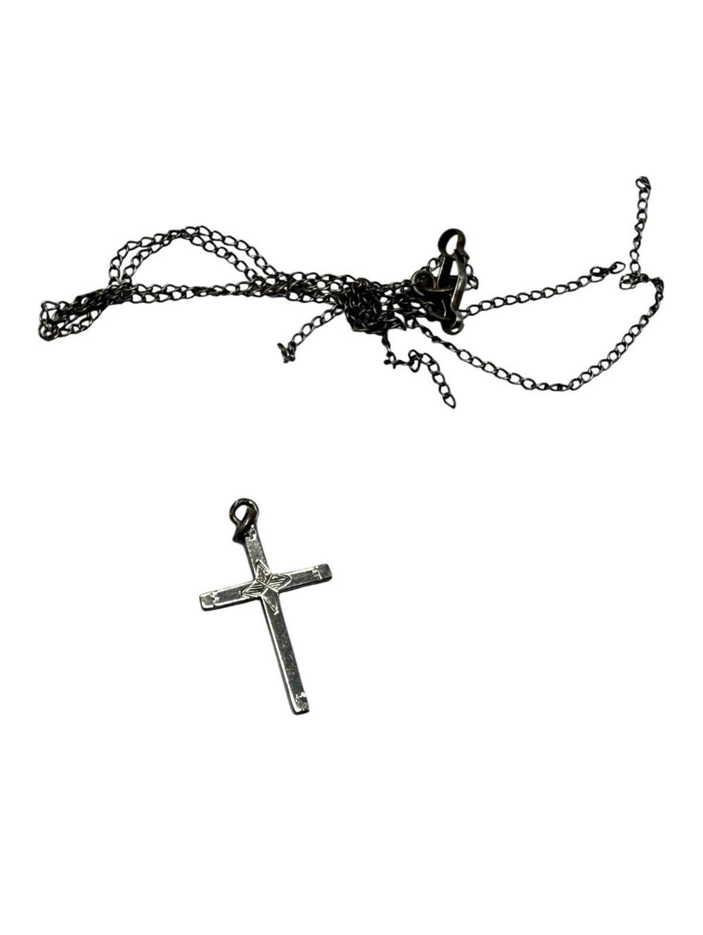 Antique Sterling Silver Cross Pendant 925